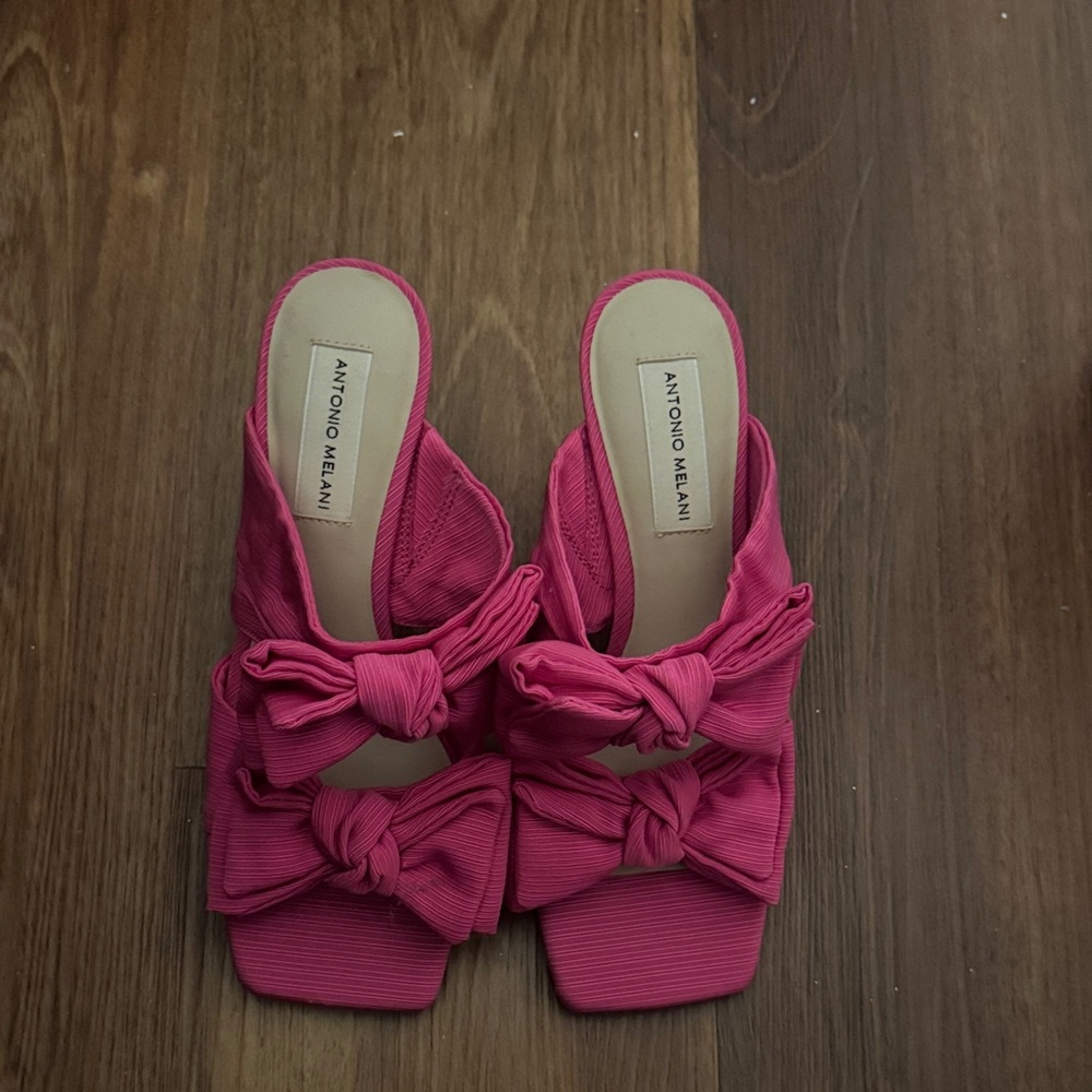 ANTONIO MELANI Hot Pink Double Bow Slide Mules